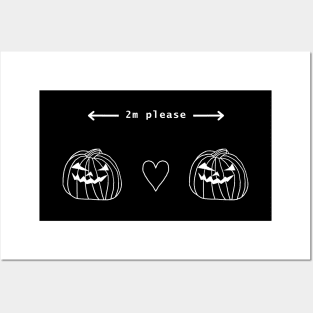 Whiteline Social Distancing Pumpkins at Halloween Posters and Art